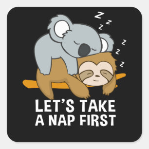 Sloth Koala Sleeping Late Riser Cute Square Sticker