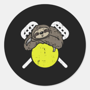 Sloth Lacrosse Cute Lazy Lax Player Men Women Boys Classic Round Sticker