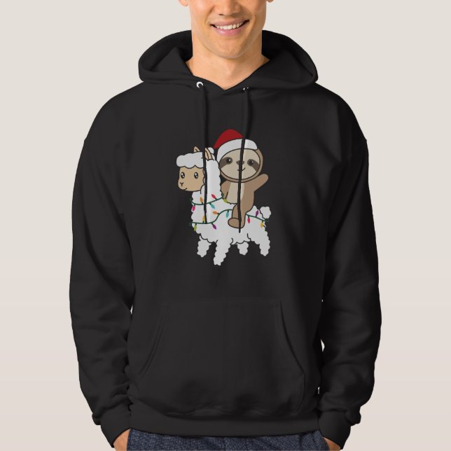 Sloth Lama Christmas Snow Winter Animals Hoodie (Front)