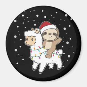 Sloth Lama Christmas Snow Winter Animals Magnet