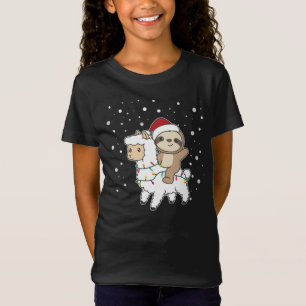 Sloth Lama Christmas Snow Winter Animals T-Shirt