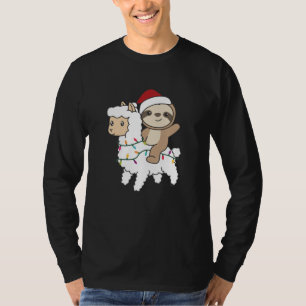 Sloth Lama Christmas Snow Winter Animals T-Shirt