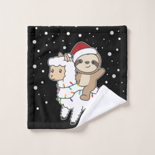 Sloth Lama Christmas Snow Winter Animals Wash Clot Cloth
