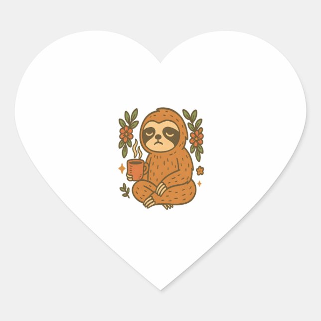Sloth Lazy Sleepy Sloth Heart Sticker (Front)