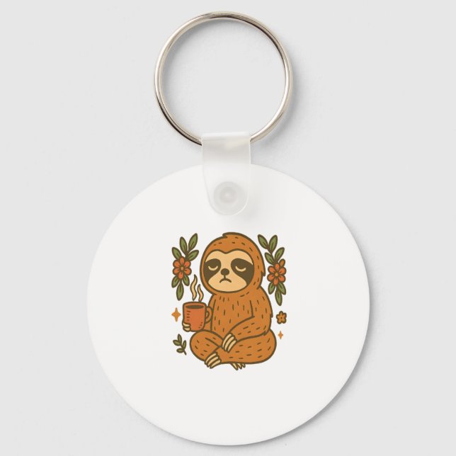 Sloth Lazy Sleepy Sloth Key Ring (Front)
