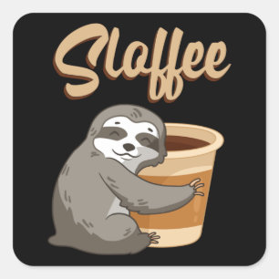 Sloth Lazy Sloths Sloffee Sleeping Funny Gift Idea Square Sticker