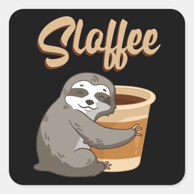 Sloth Lazy Sloths Sloffee Sleeping Funny Gift Idea Square Sticker (Front)