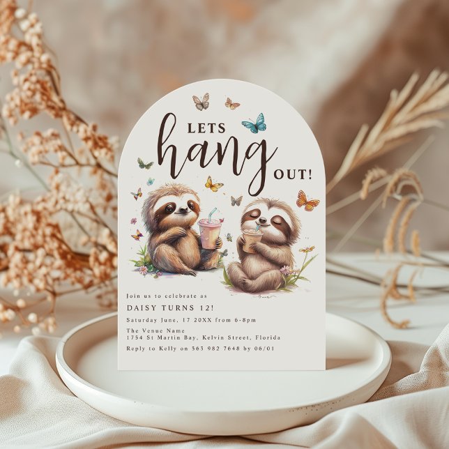 Sloth Lets Hang Out! | Birthday Party Invitation (Creator Uploaded)