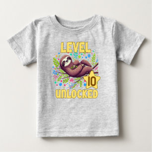 Sloth Level Unlocked Birthday Gamer Design Baby T-Shirt