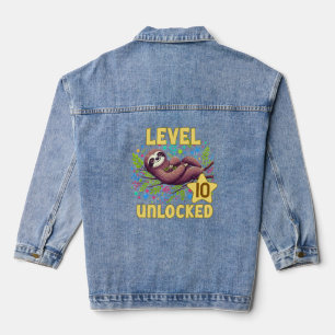 Sloth Level Unlocked Birthday Gamer Design Denim Jacket