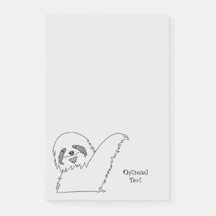 Sloth Line Drawing Personalizable 4 x 6 Post-it Notes