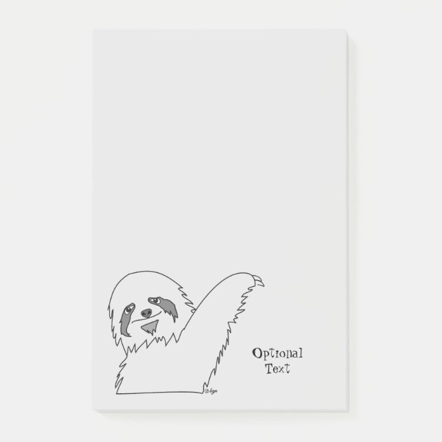 Sloth Line Drawing Personalizable 4 x 6  Post-it Notes (Front)