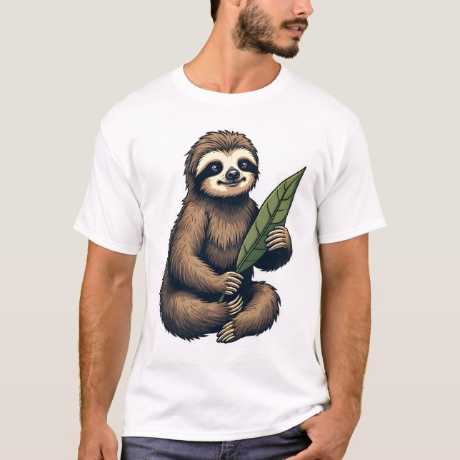 Sloth Line Engraving Classic Animal Tee (2) (Front)