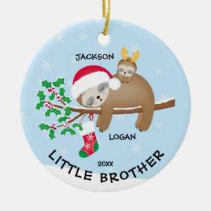 Sloth Little Brother Christmas Ornament