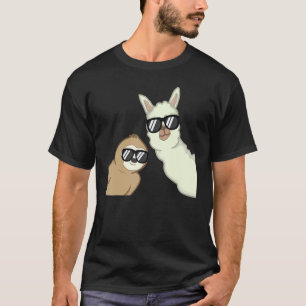 Sloth Llama Alpaca Friends Sunglasses Zoo Animal Z T-Shirt