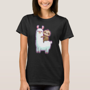 Sloth Llama Animal Riding Cute Domestic Pets Cult T-Shirt
