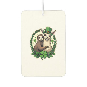 Sloth Llama St Patricks Day Vintage Lucky Tee 2 Car Air Freshener