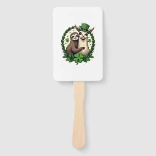 Sloth Llama St Patricks Day Vintage Lucky Tee 2 Hand Fan