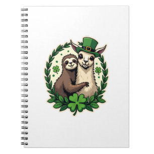 Sloth Llama St Patricks Day Vintage Lucky Tee 2 Notebook