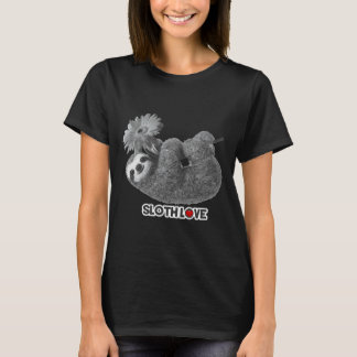 Sloth Love And Daisy Flower Sticker T-Shirt