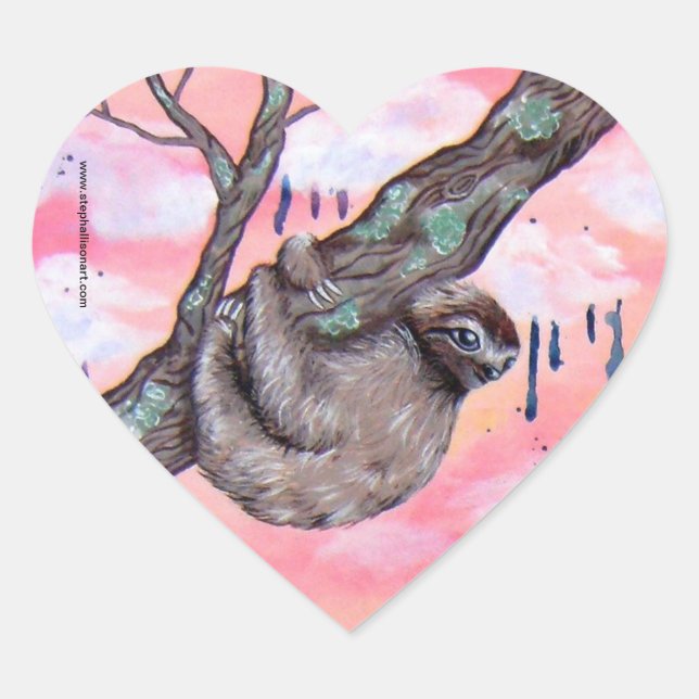 Sloth Love Heart Sticker (Front)