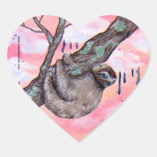Sloth Love Heart Sticker