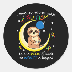 Sloth Love Someone With Puzzle Cool Autism Awarene Classic Round Sticker