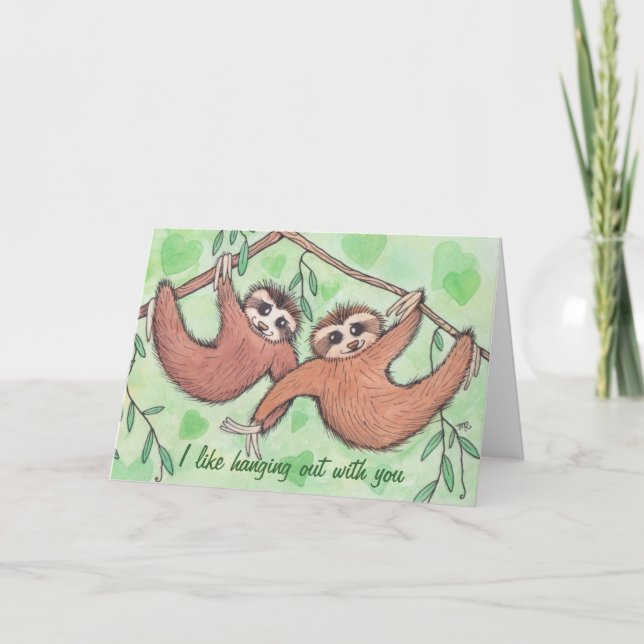 Sloth Love Valentine Holiday Card (Front)