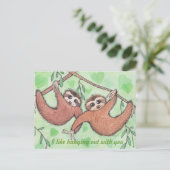 Sloth Love Valentine Holiday Postcard (Standing Front)