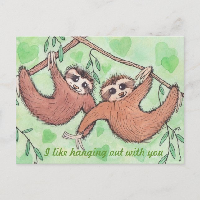 Sloth Love Valentine Holiday Postcard (Front)