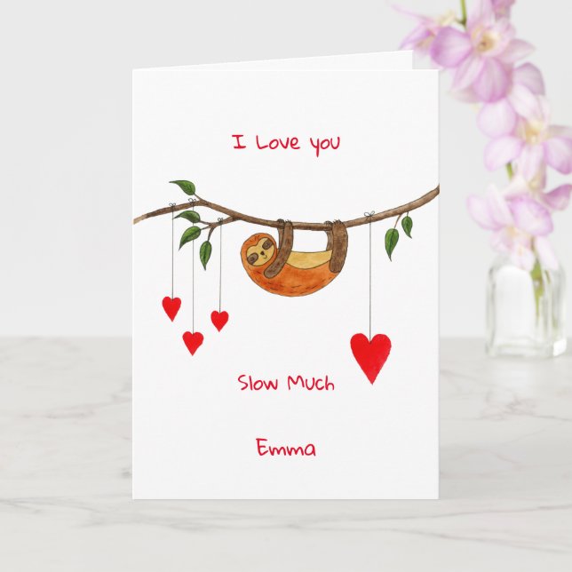 Sloth Love Valentine's Day card (Orchid)