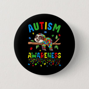 Sloth Lover Autism Awareness Puzzle Piece Autistic 6 Cm Round Badge