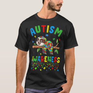 Sloth Lover Autism Awareness Puzzle Piece Autistic T-Shirt