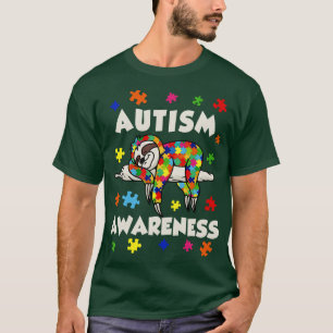 Sloth Lover Autism Awareness Puzzle Piece Autistic T-Shirt