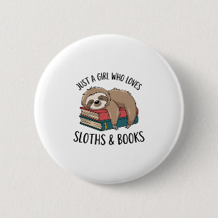 Sloth Lover Book Reading T-shirt Design 6 Cm Round Badge