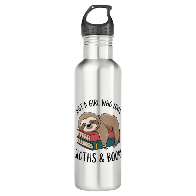 Sloth Lover Book Reading T-shirt Design 710 Ml Water Bottle (Front)