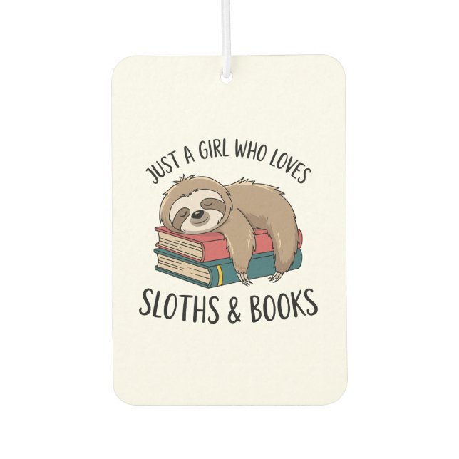 Sloth Lover Book Reading T-shirt Design Car Air Freshener (Front)