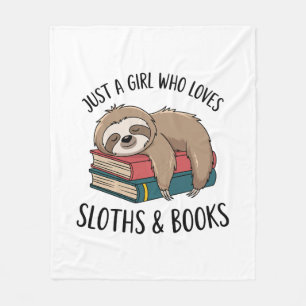 Sloth Lover Book Reading T-shirt Design Fleece Blanket