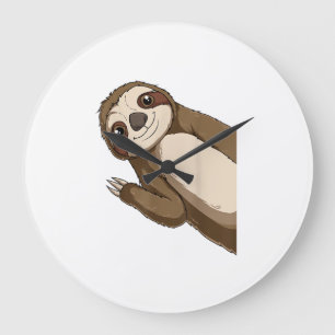Sloth Lovers Children Boys Girls Women T-Shirt Large Clock
