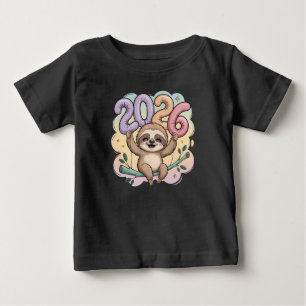 Sloth Lovers New Year 2026 Lazy Vibes, Cozy Baby T-Shirt