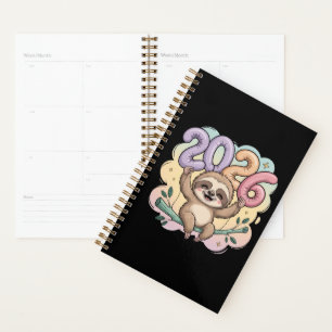 Sloth Lovers New Year 2026 Lazy Vibes, Cozy Planner