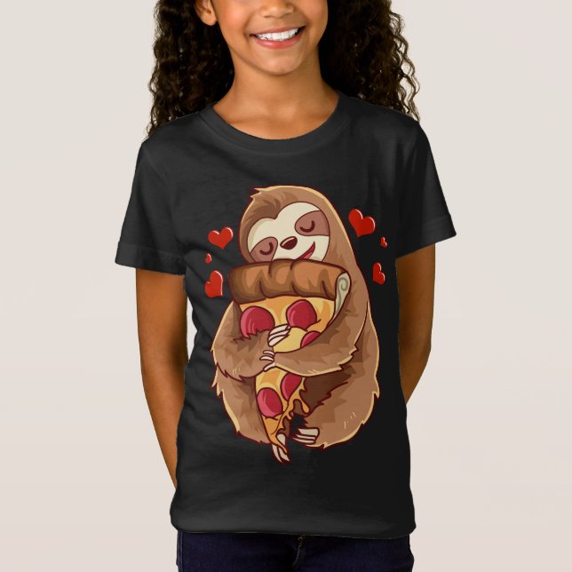 Sloth Loves Hugging Pepperoni Pizza Slice Funny No T-Shirt (Front)