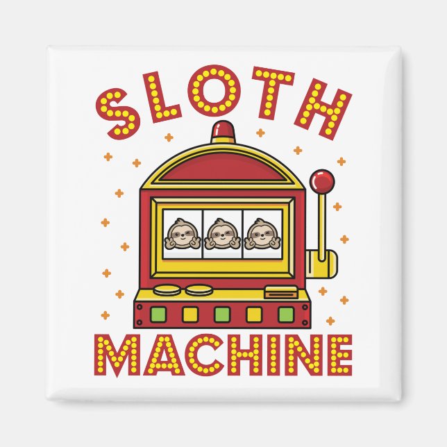 Sloth Machine Slots Machine Casino Gambling Magnet (Front)