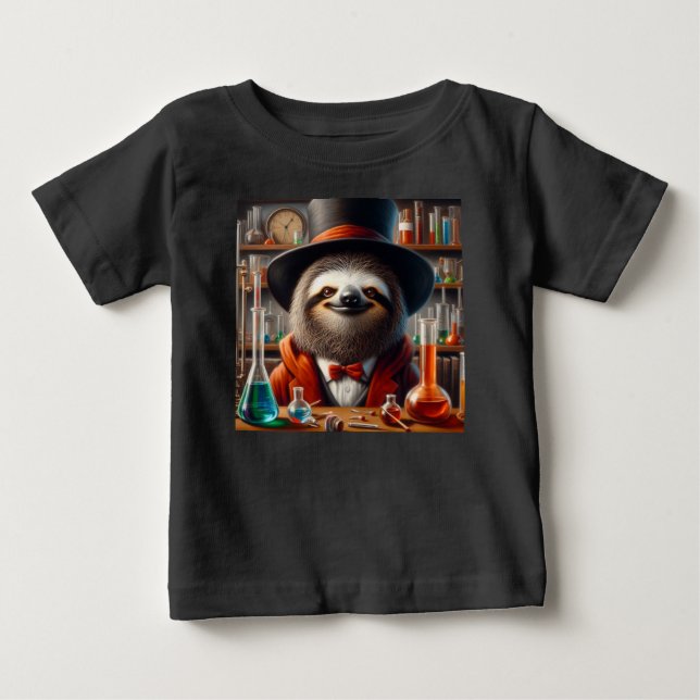 Sloth Mad Scientist Baby T-Shirt (Front)