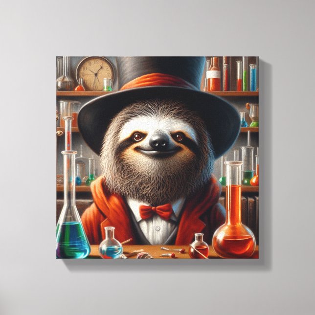 Sloth Mad Scientist Canvas Print (Front)