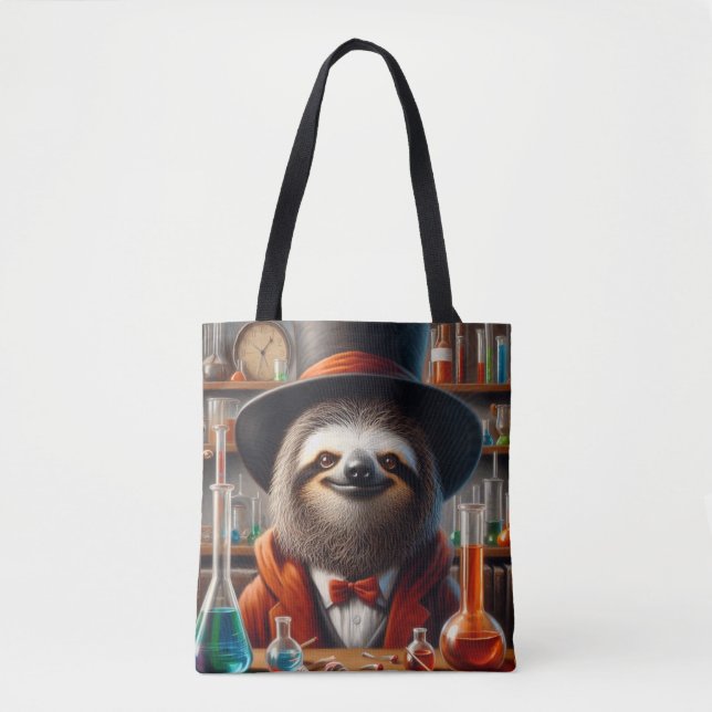 Sloth Mad Scientist Tote Bag (Front)