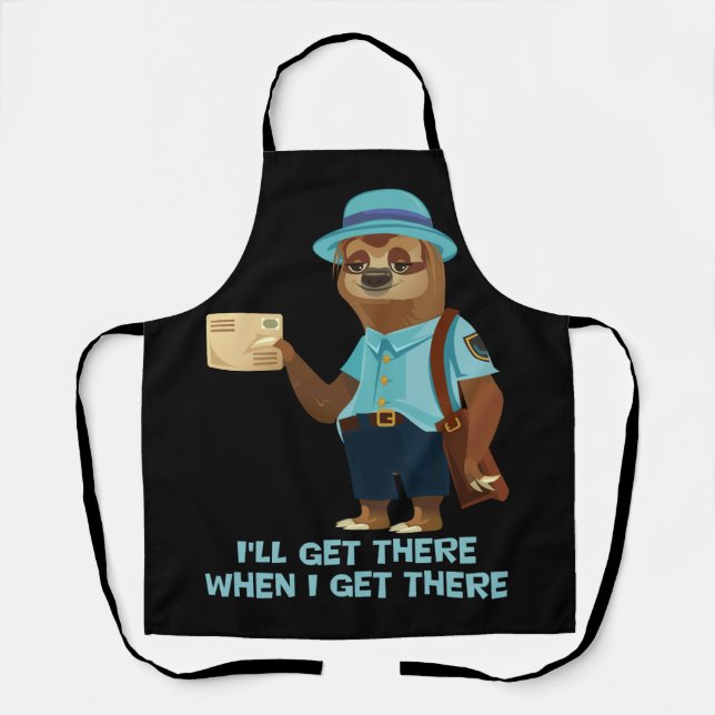 Sloth Mailman Funny And Rude Mailman Postal Worker Apron (Front)
