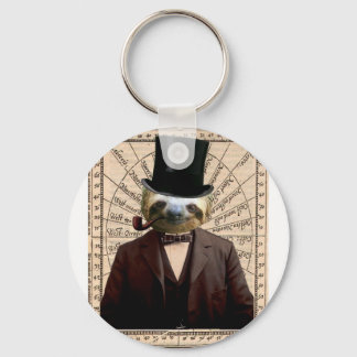 Sloth Man Victorian Steampunk Anthropomorphic Key Ring