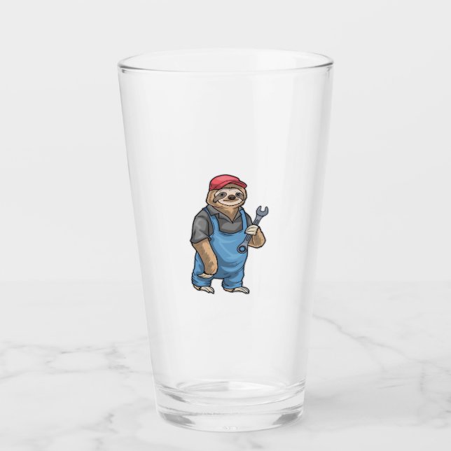 Sloth Mechanic Wrench Classic T-Shirt Glass (Front)