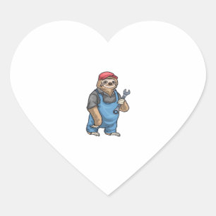 Sloth Mechanic Wrench Classic T-Shirt Heart Sticker